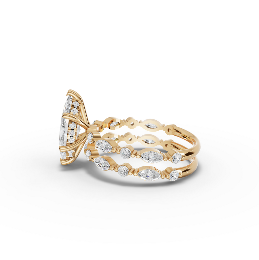 2.37 Ct Marquise Diamond Double Row Engagement Ring