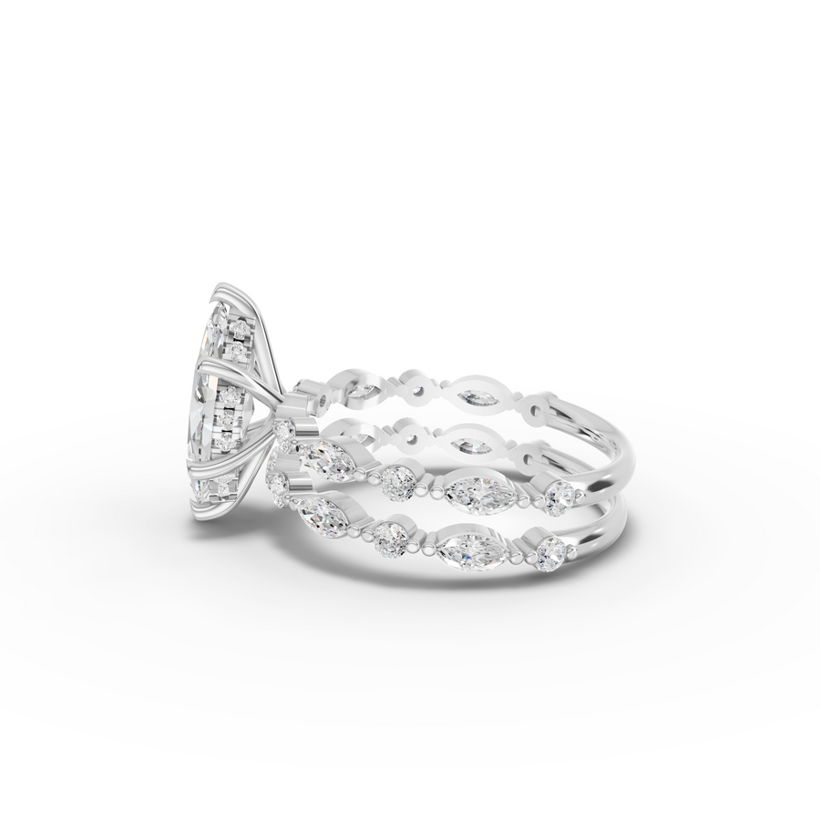 2.37 Ct Marquise Diamond Double Row Engagement Ring