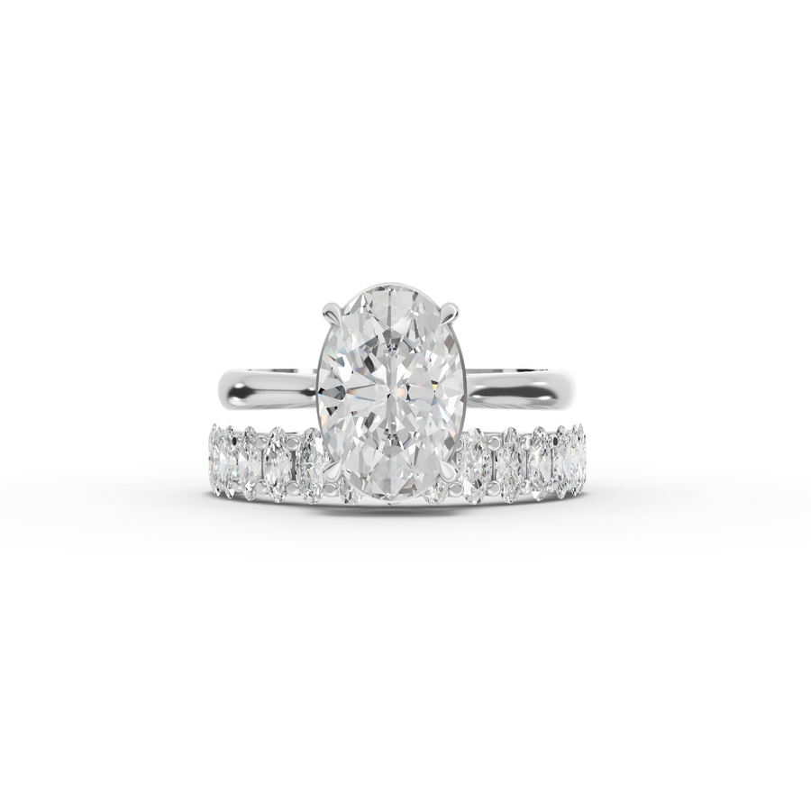 2.91 ct oval solitaire lab diamond ring with side diamond band