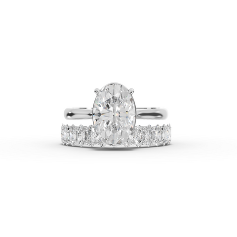 2.91 Ct Oval Solitaire With Side Diamond Band Ring