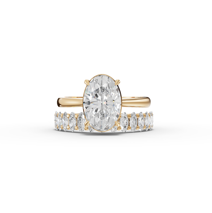 2.91 Ct Oval Solitaire With Side Band Set 2.00 Ct Center