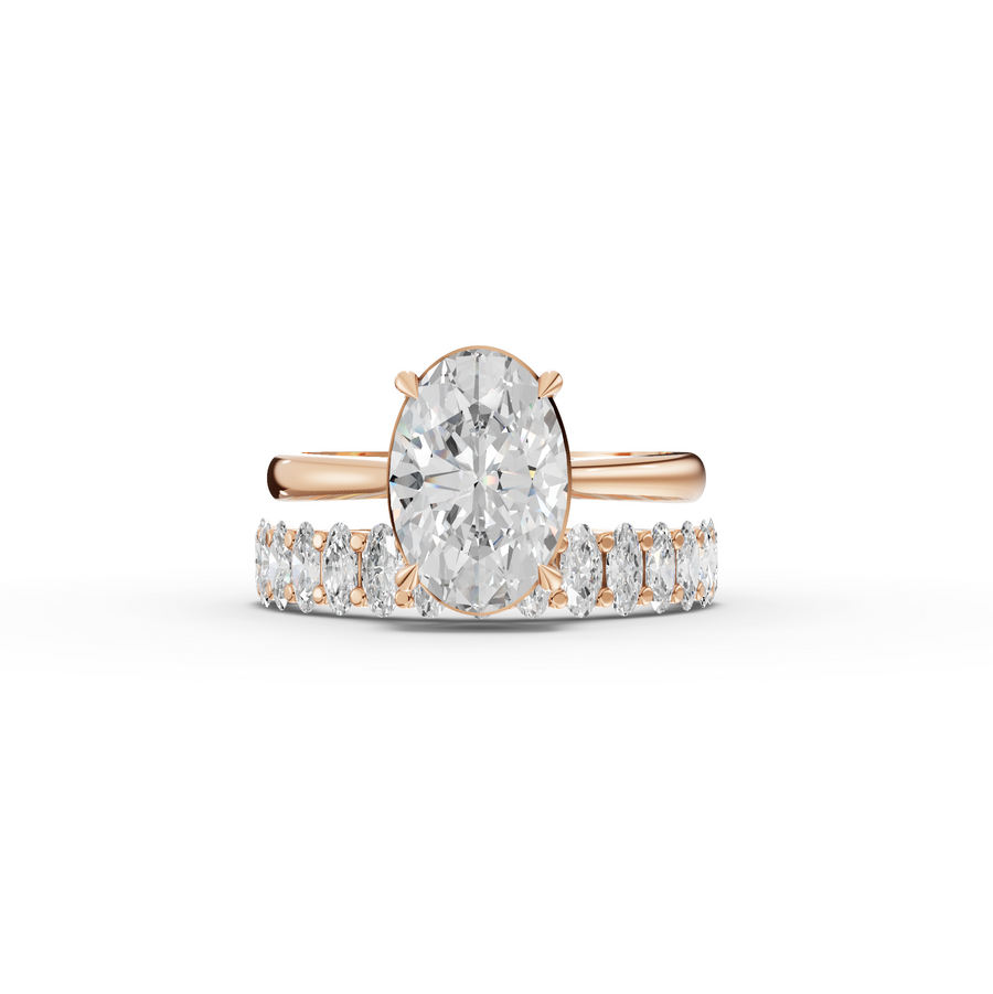 2.91 Ct Oval Solitaire With Side Band Set 2.00 Ct Center