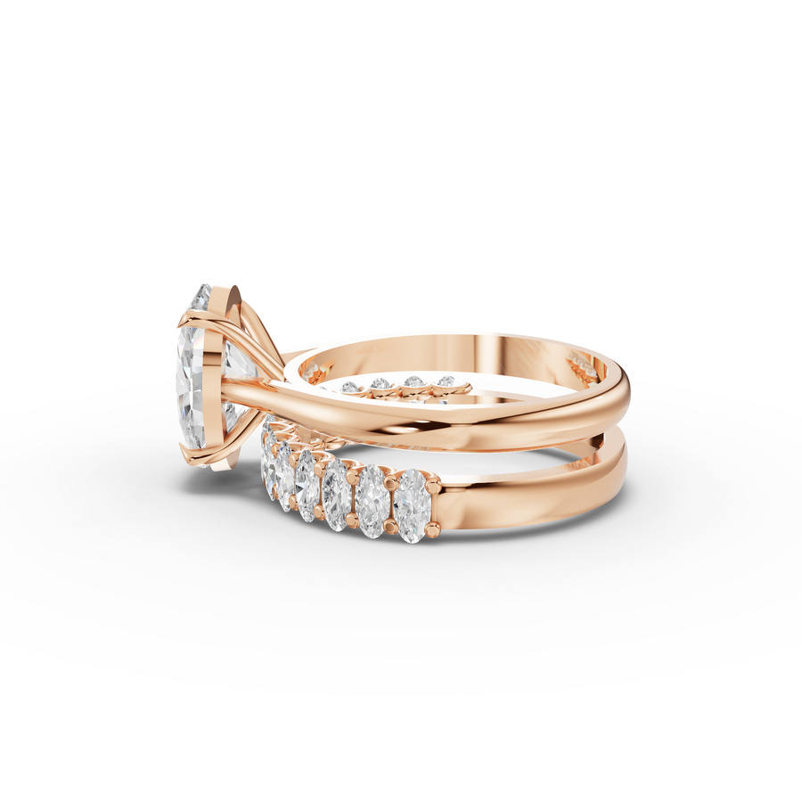 2.91 Ct Oval Solitaire With Side Band Set 2.00 Ct Center