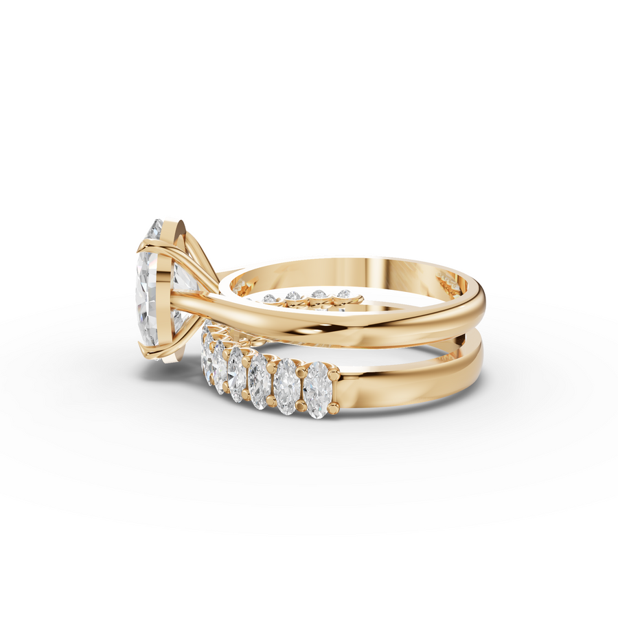2.91 Ct Oval Solitaire With Side Band Set 2.00 Ct Center