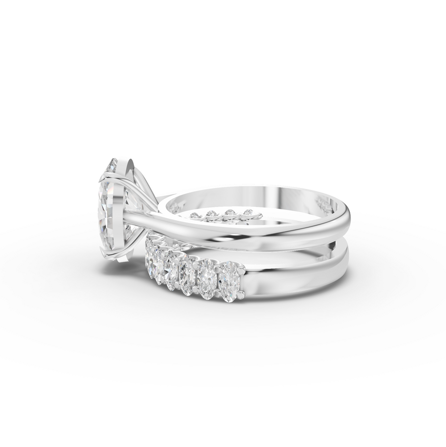 2.91 Ct Oval Solitaire With Side Band Set 2.00 Ct Center