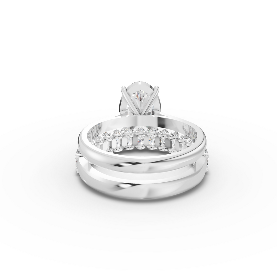 2.91 Ct Oval Solitaire With Side Band Set 2.00 Ct Center