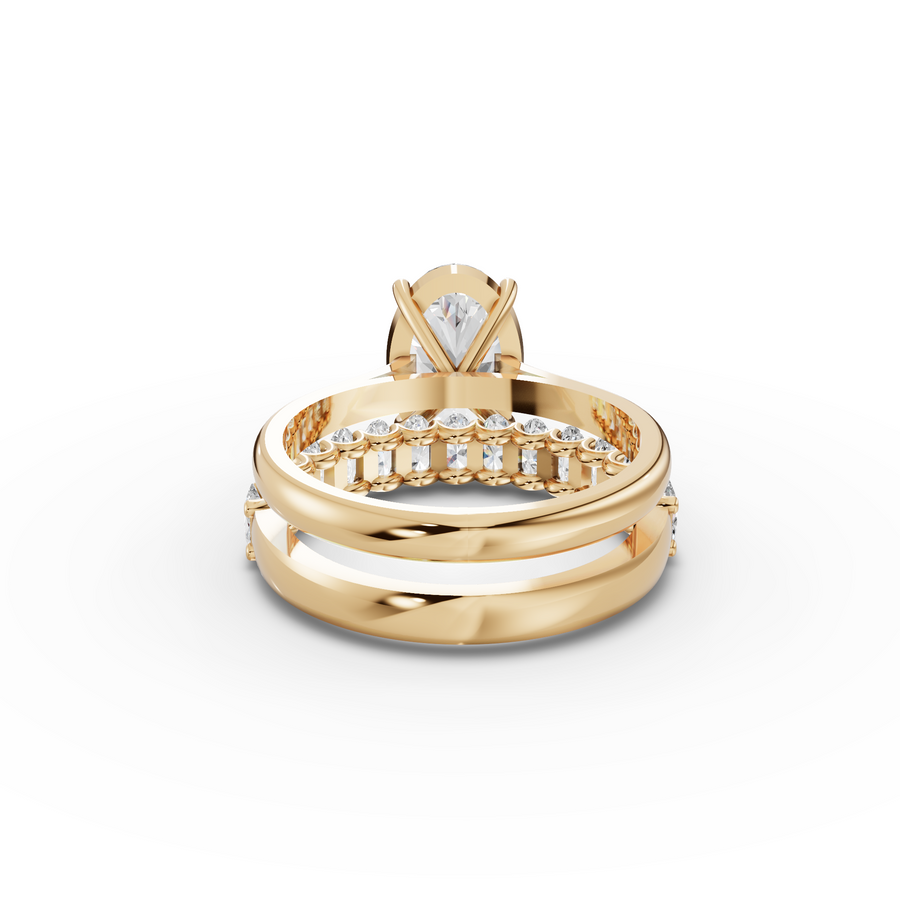2.91 Ct Oval Solitaire With Side Band Set 2.00 Ct Center