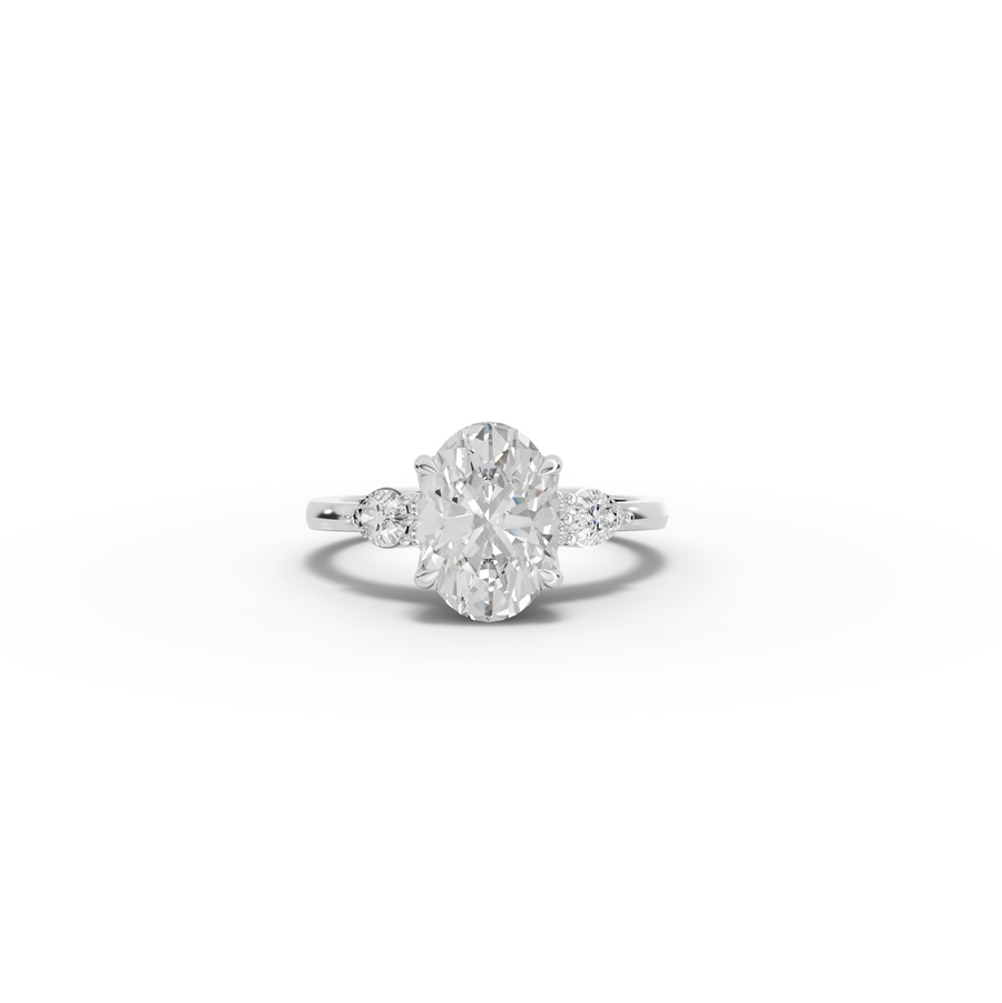 2.26 Ct Oval Solitaire With Side Diamond Engagement Ring
