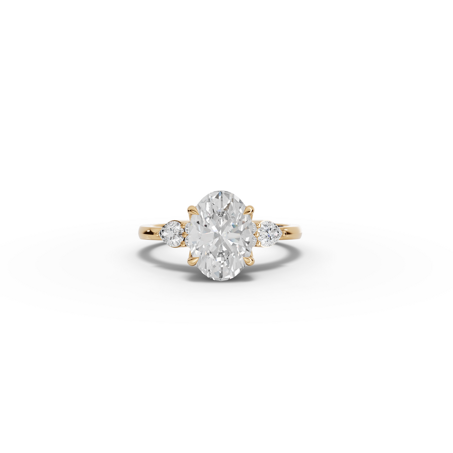 2.26 Ct Oval Solitaire With Side Diamond Engagement Ring