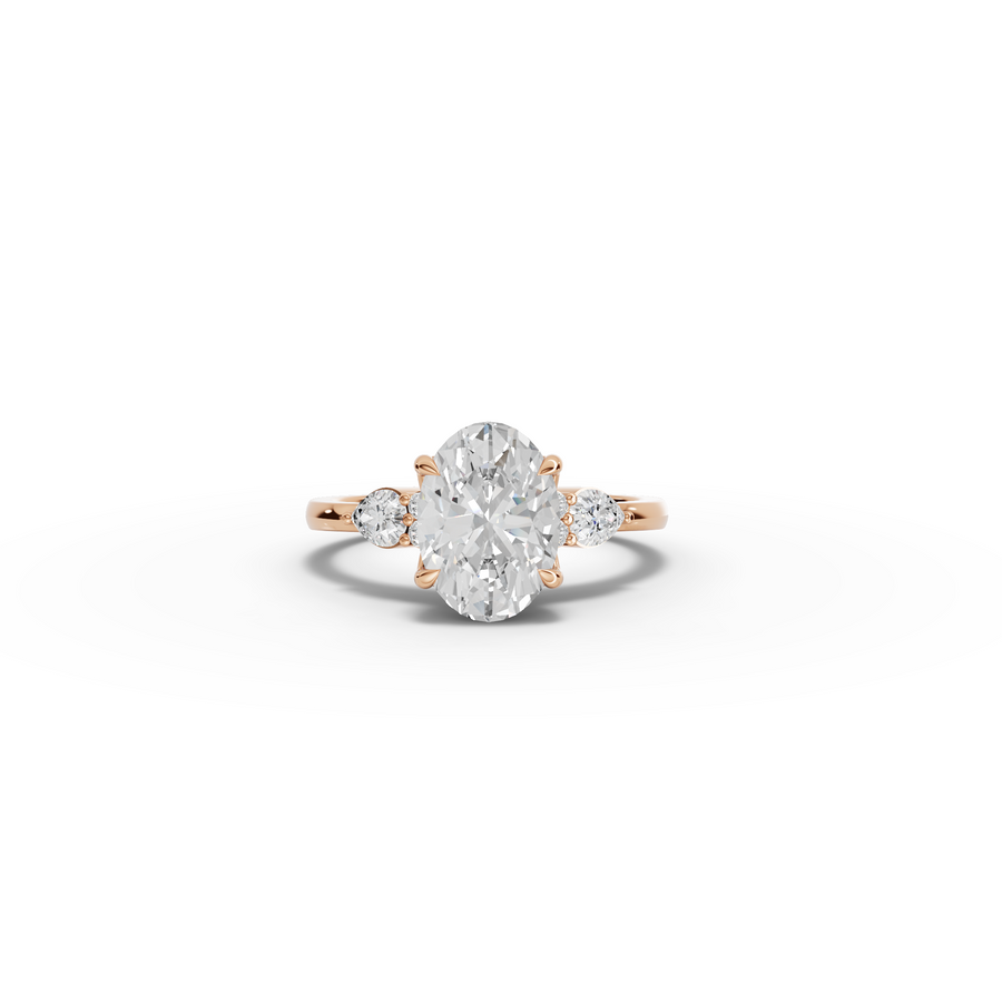2.26 Ct Oval Solitaire With Side Diamond Engagement Ring