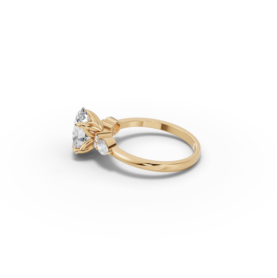 2.26 Ct Oval Solitaire With Side Diamond Engagement Ring