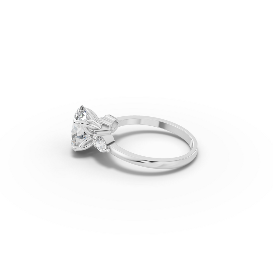 2.26 Ct Oval Solitaire With Side Diamond Engagement Ring