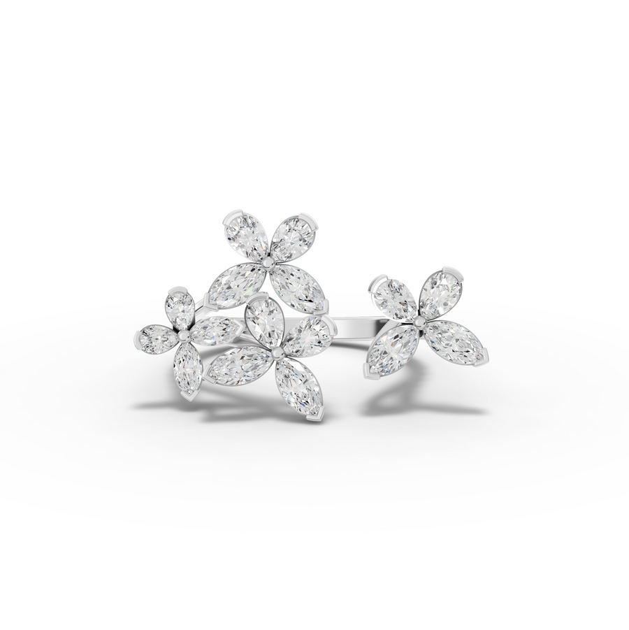 1.56 Ct Marquise Floral Cluster Diamond Ring