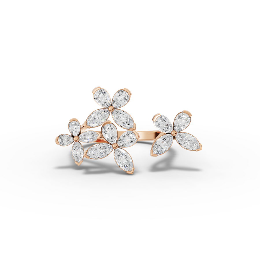 1.56 Ct Marquise Floral Cluster Diamond Ring