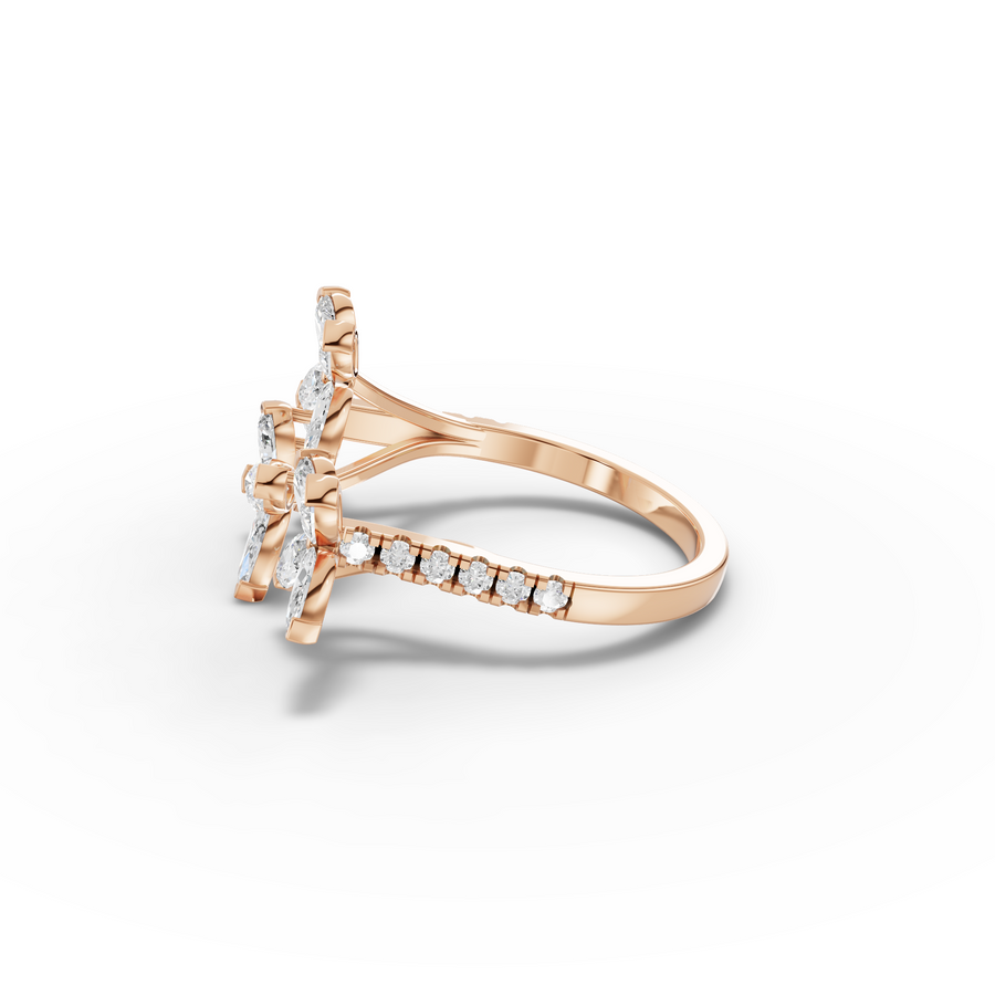 1.56 Ct Marquise Floral Cluster Diamond Ring