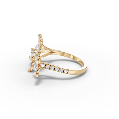 1.56 Ct Marquise Floral Cluster Diamond Ring