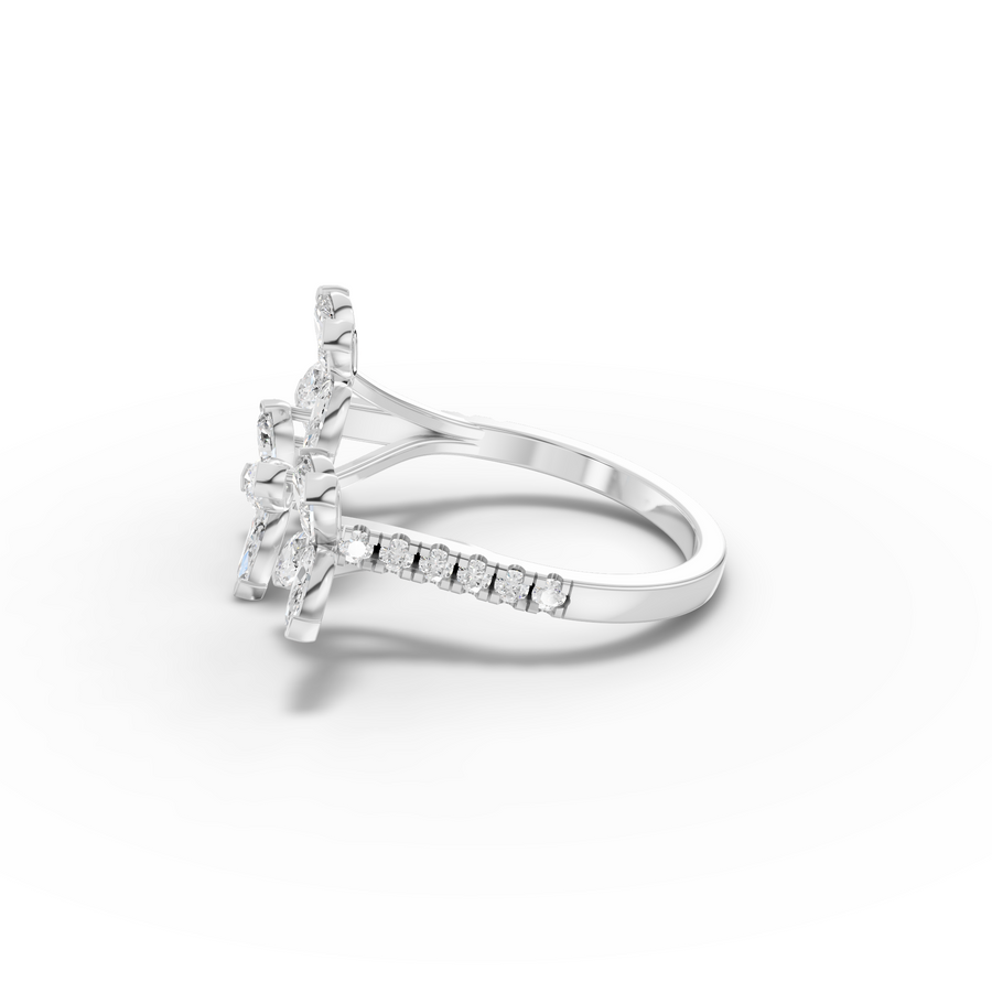 1.56 Ct Marquise Floral Cluster Diamond Ring