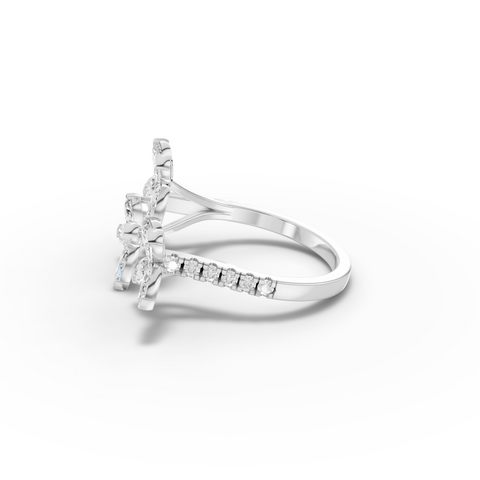 1.56 Ct Marquise Floral Cluster Diamond Ring