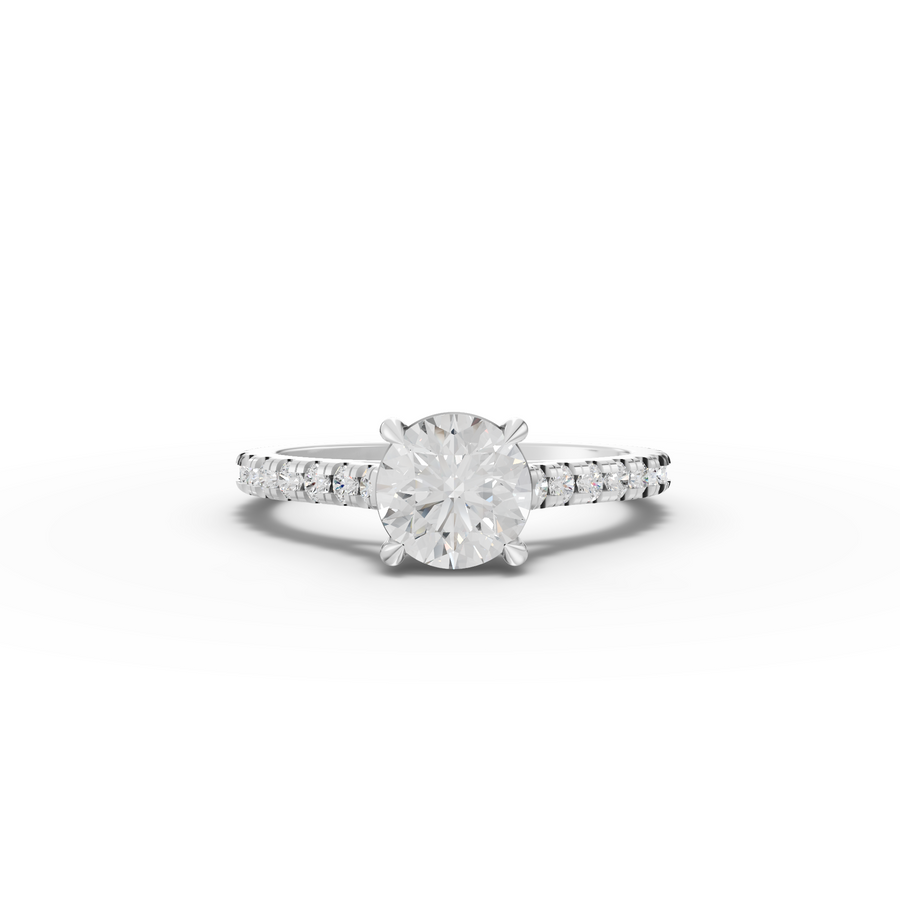 1.33 Ct Round Diamond Solitaire With Side Stone Ring