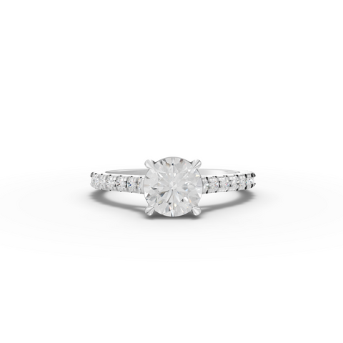 1.33 Ct Round Diamond Solitaire With Side Stone Ring
