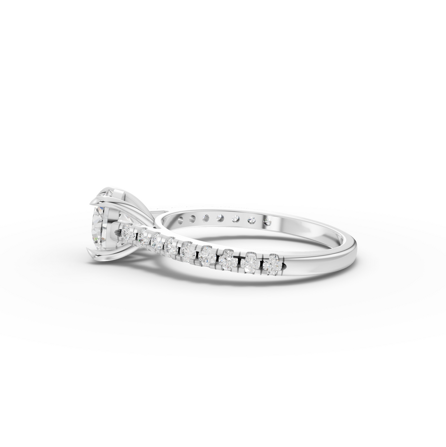 1.33 Ct Round Diamond Solitaire With Side Stone Ring