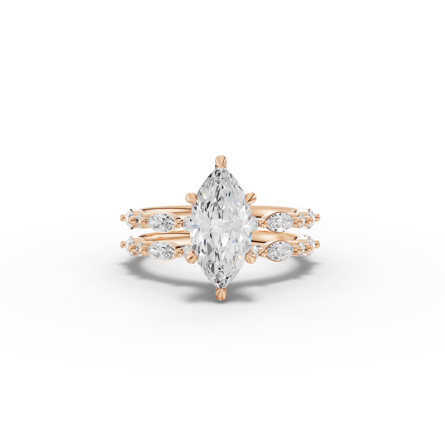 2.17 Ct Marquise With Side Diamond Band Ring
