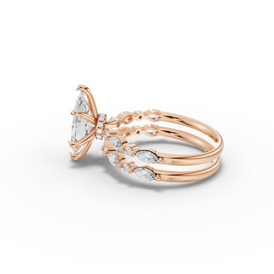 2.17 Ct Marquise With Side Diamond Band Ring