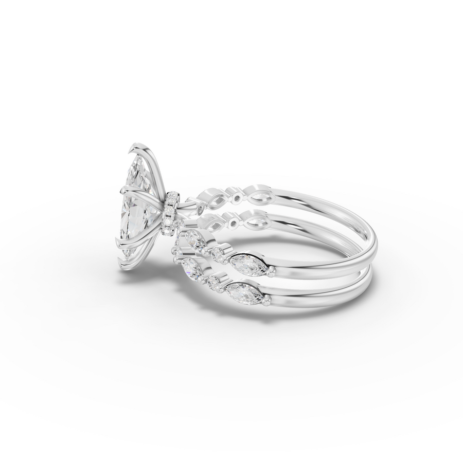 2.17 Ct Marquise With Side Diamond Band Ring