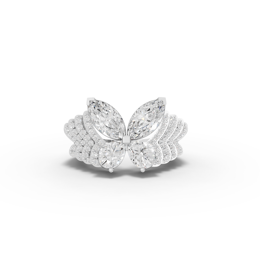 3.73 Ct Butterfly Marquise Diamond Statement Ring
