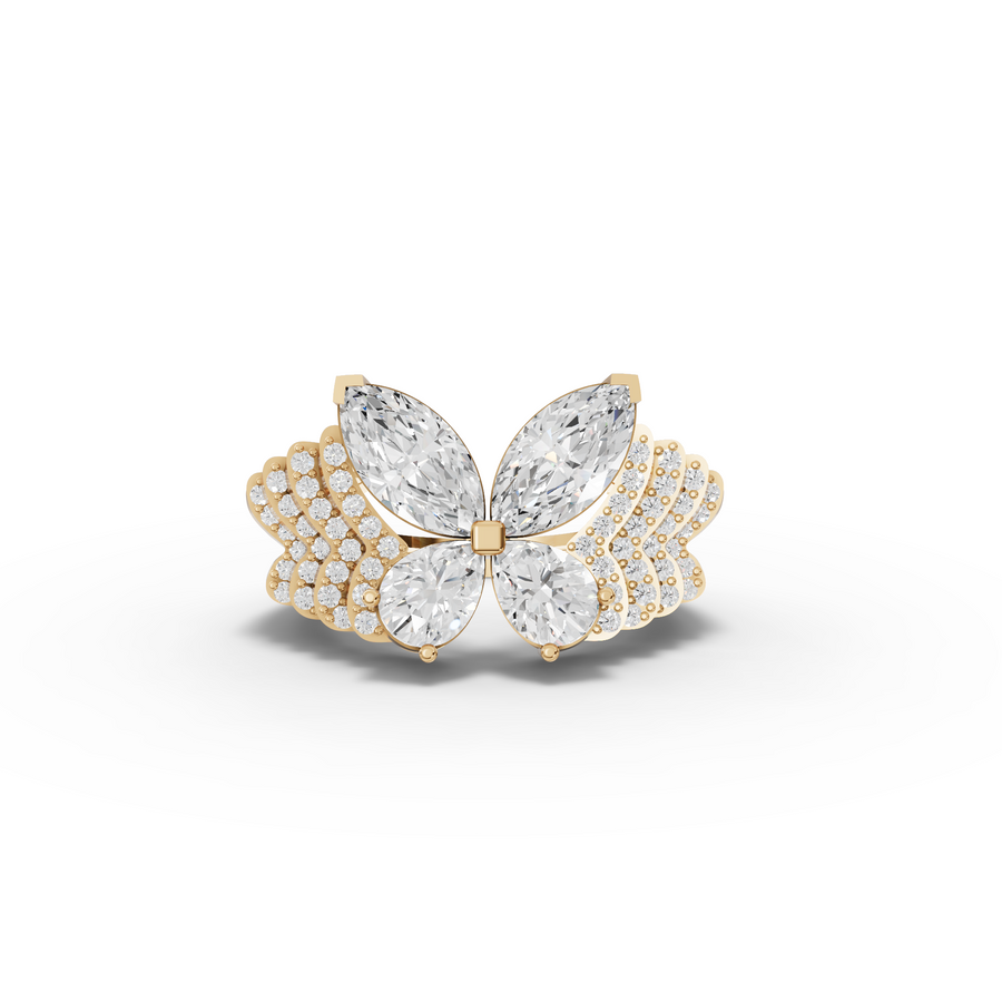 3.73 Ct Butterfly Marquise Diamond Statement Ring