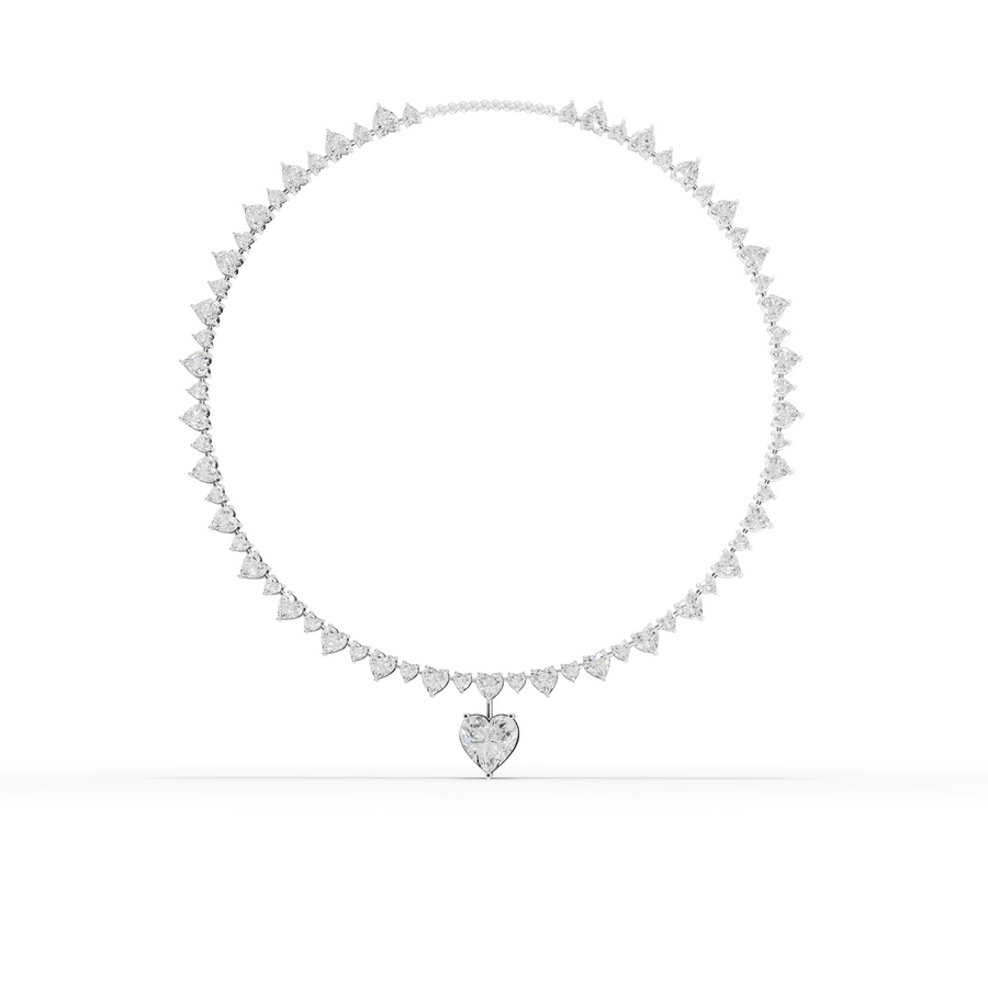 39.18 Ct Eternal Heart Tennis Diamond Necklace