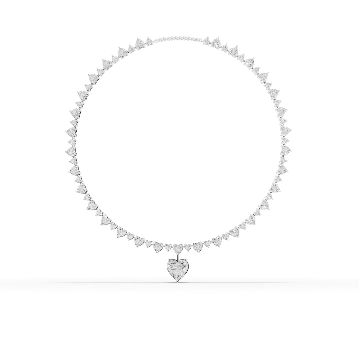 39.18 Ct Eternal Heart Tennis Diamond Necklace