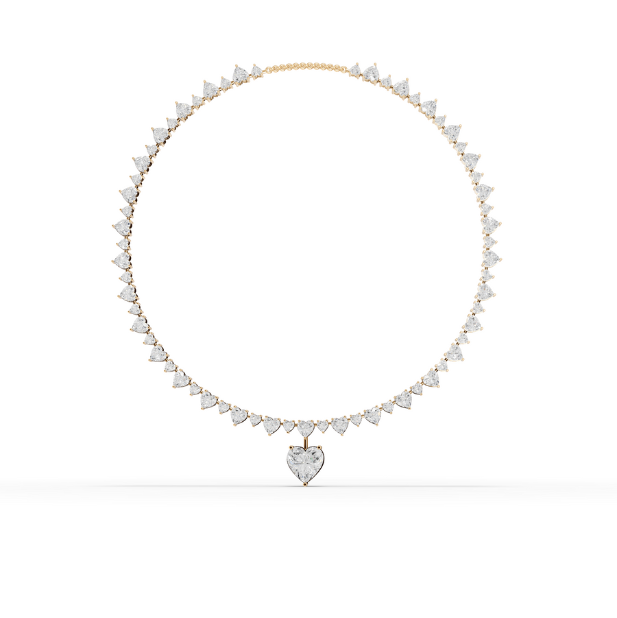 39.18 Ct Eternal Heart Tennis Diamond Necklace