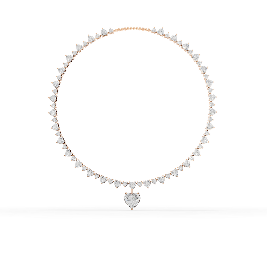 39.18 Ct Eternal Heart Tennis Diamond Necklace