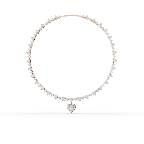 39.18 Ct Eternal Heart Tennis Diamond Necklace