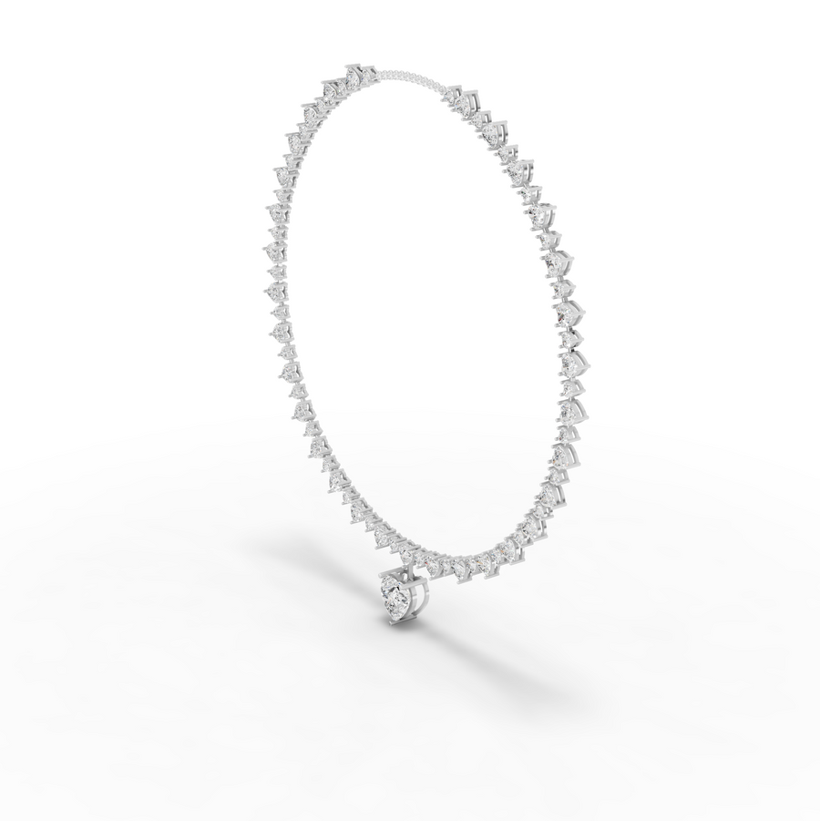 39.18 Ct Eternal Heart Tennis Diamond Necklace