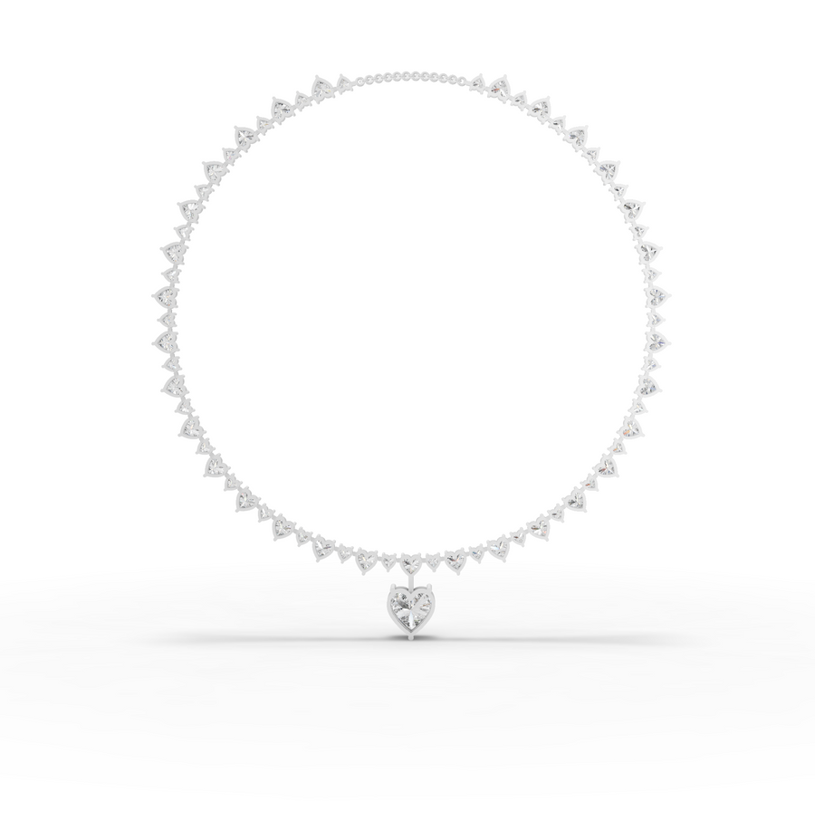 39.18 Ct Eternal Heart Tennis Diamond Necklace