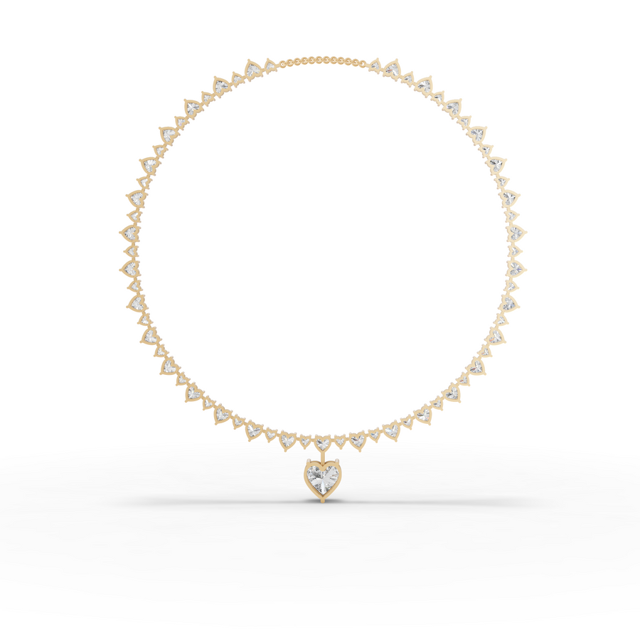 39.18 Ct Eternal Heart Tennis Diamond Necklace