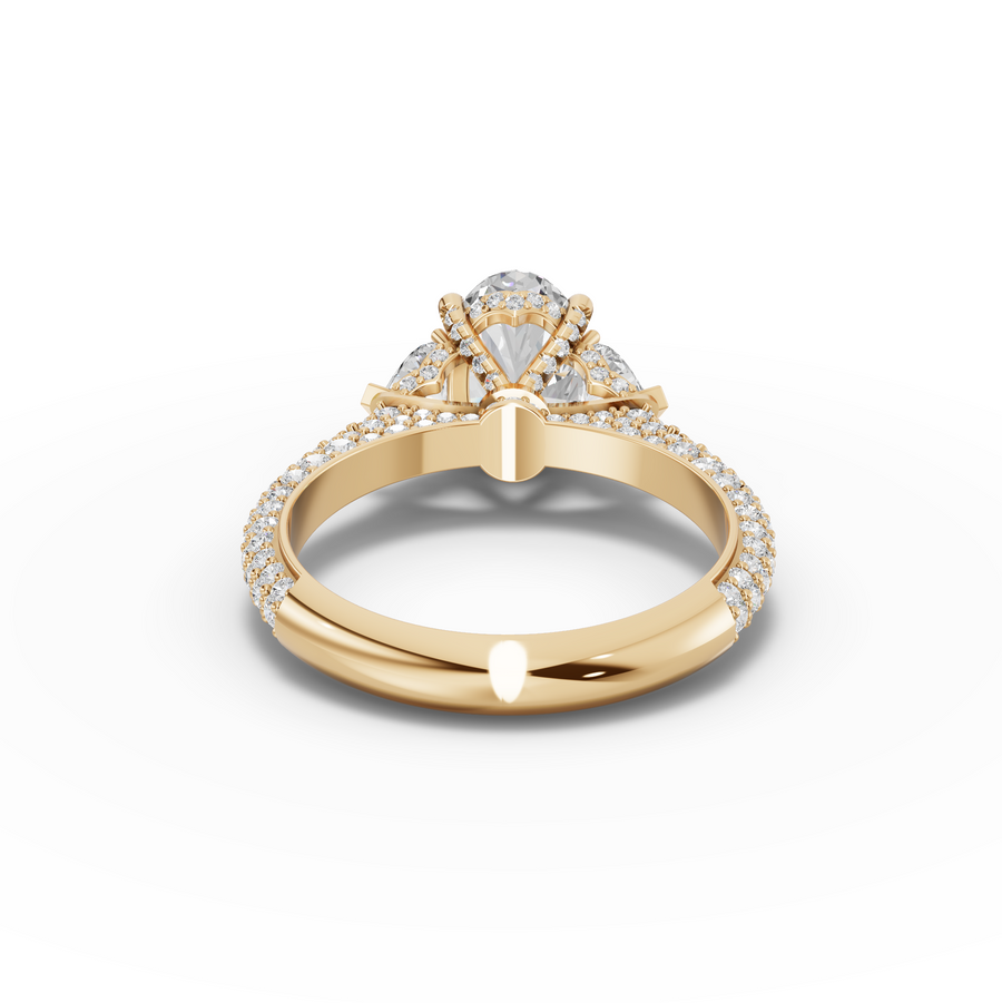2.17 Ct Oval Three-Stone Pavé Diamond Engagement Ring