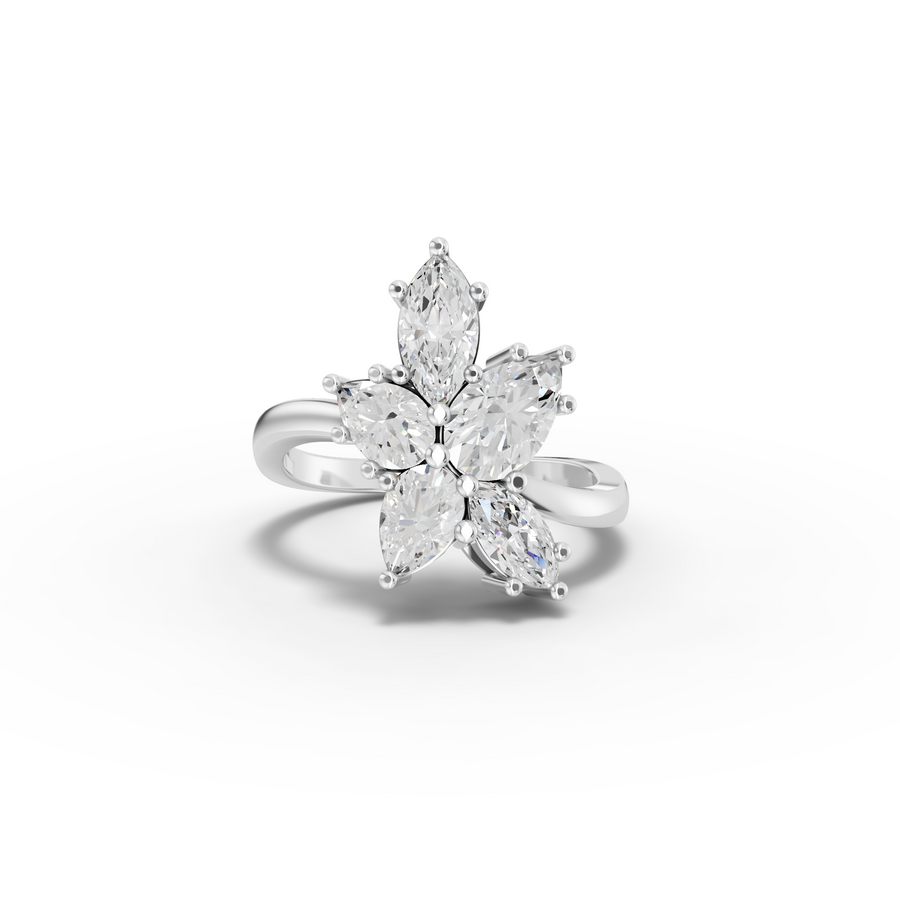2.15 Ct Marquise Floral Cluster Diamond Ring