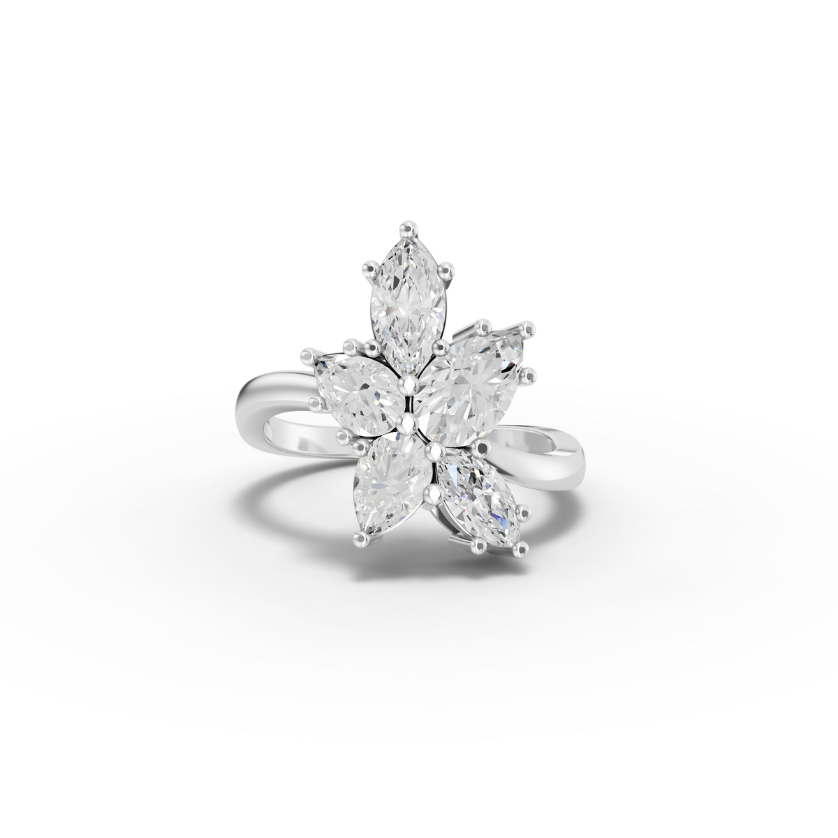 2.15 Ct Marquise Floral Cluster Diamond Ring