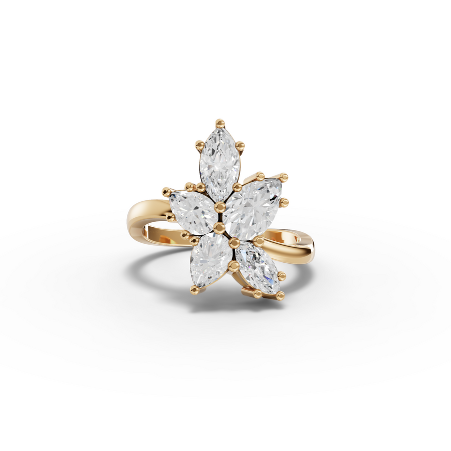 2.15 Ct Marquise Floral Cluster Diamond Ring