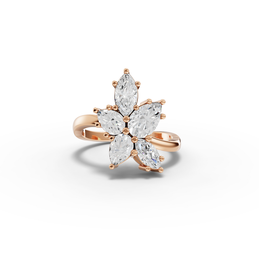 2.15 Ct Marquise Floral Cluster Diamond Ring