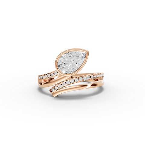 1.13 Ct Marquise Bezel Bypass Diamond Ring