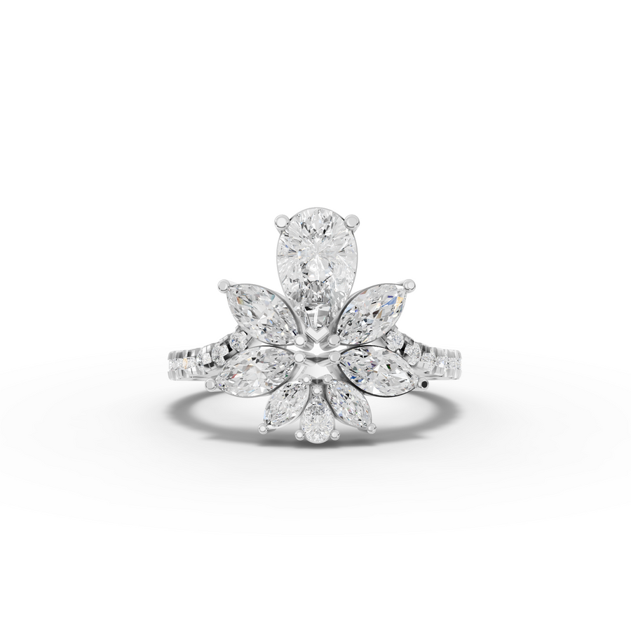 1.81 Ct Floral Pear Cluster Engagement Ring