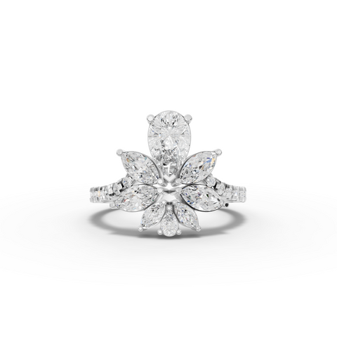 1.81 Ct Floral Pear Cluster Engagement Ring
