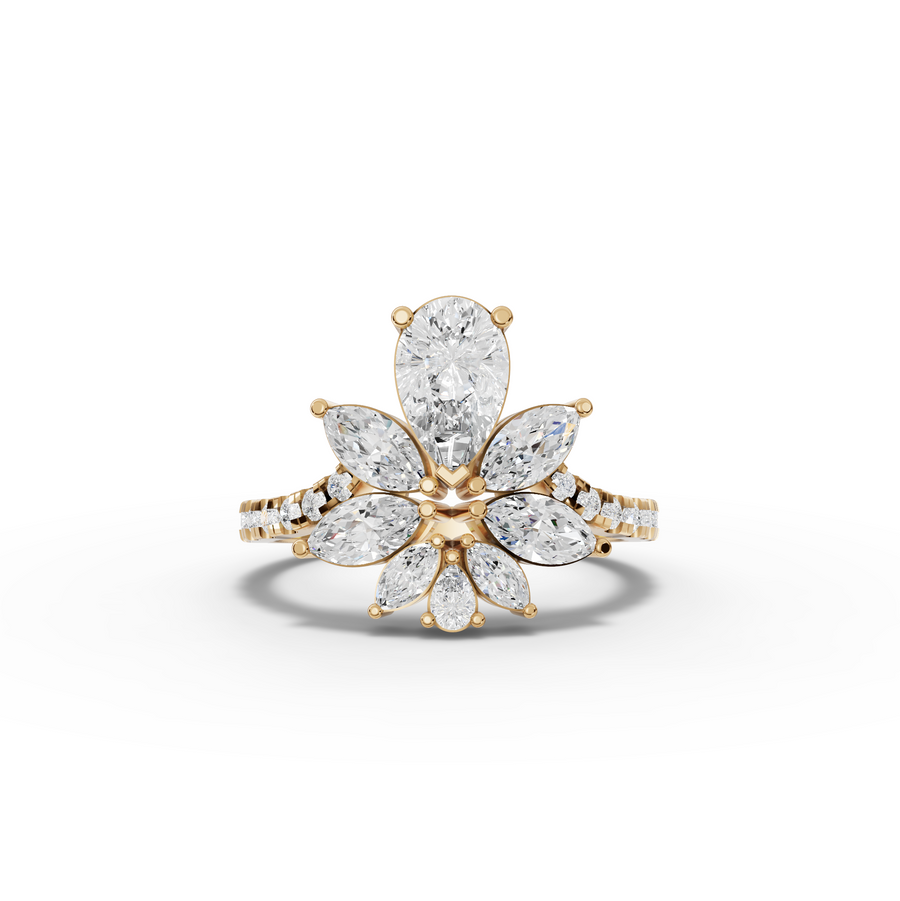 1.81 Ct Floral Pear Cluster Engagement Ring