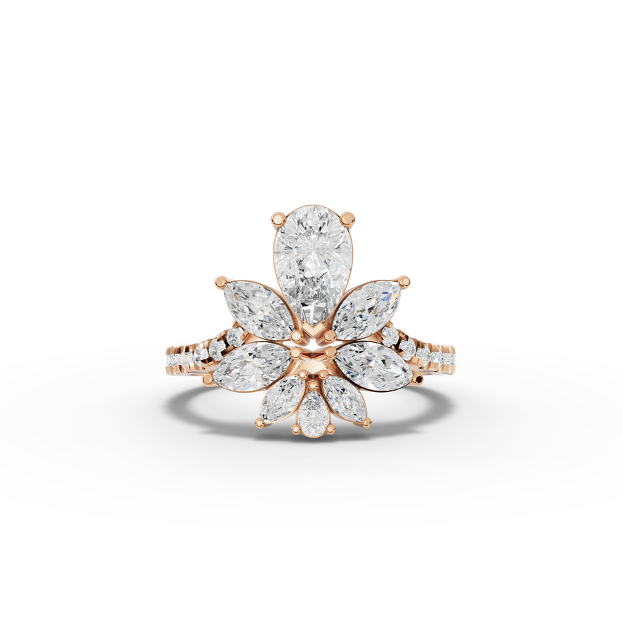 1.81 Ct Floral Pear Cluster Engagement Ring