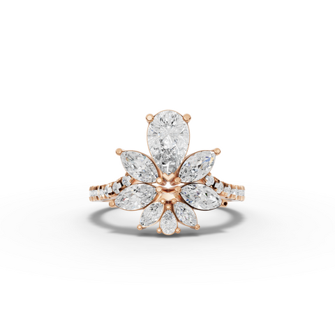 1.81 Ct Floral Pear Cluster Engagement Ring