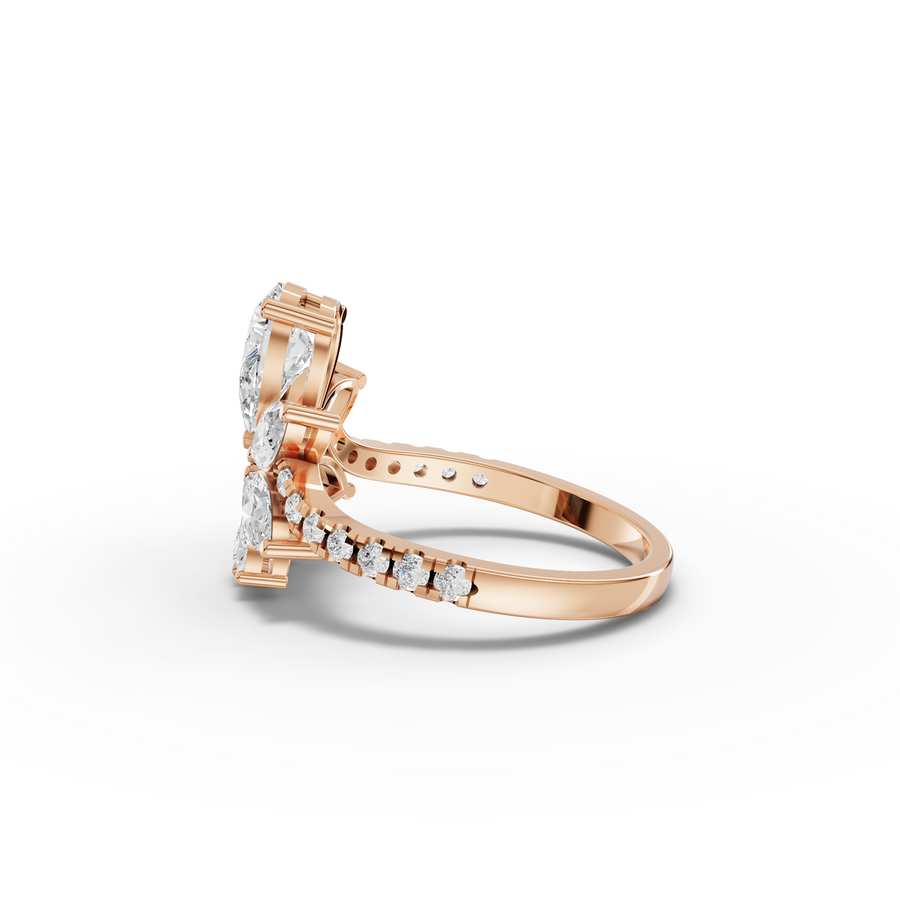 1.81 Ct Floral Pear Cluster Engagement Ring